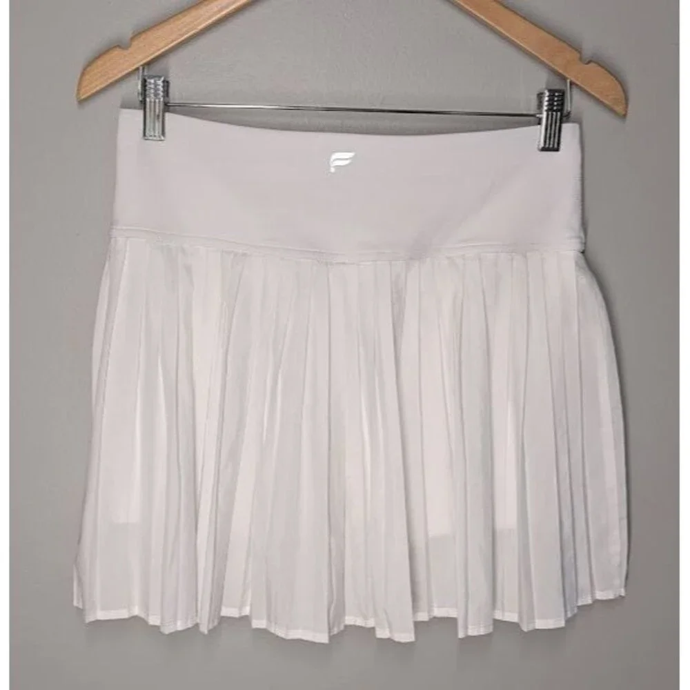 Fabletics Hot Shot Pleated Mini Skirt White Stretchy Waist Pickleball Tennis M